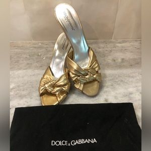 Dolce & Gabbana Gold Sandals Heel